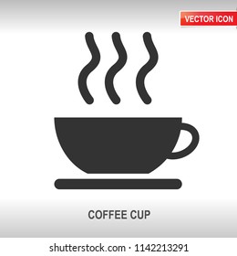 coffee cup black vector icon on white background