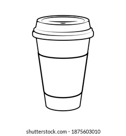 Coffee cup. Black and white icon or template.