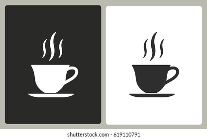 Coffee cup - black and white icons. Vector illustration.