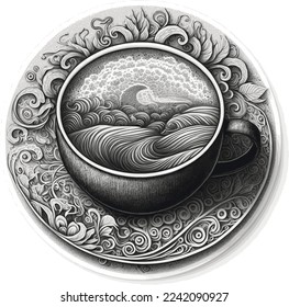 Vector blanco y negro de taza de café