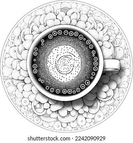 Coffee cup black and white vector