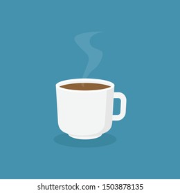 Coffee cup with blue background flat design vector illustration