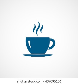 Coffee Cup Blue Flat Icon On White Background