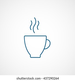 Coffee Cup Blue Line Icon On White Background