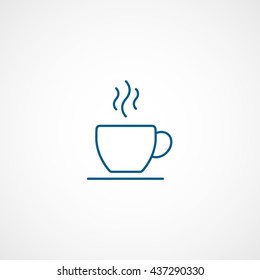 Coffee Cup Blue Line Icon On White Background