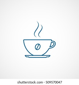 Coffee Cup Blue Line Icon On White Background