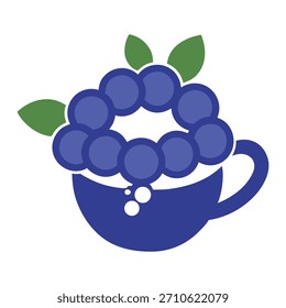 eine Kaffeetasse mit Heidelbeeren-Haufen