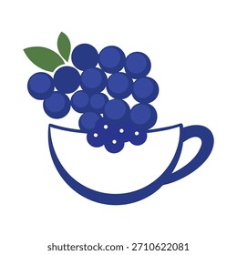 uma xícara de café com grupos de mirtilo