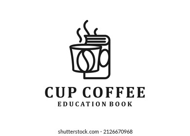 
Coffee Cup and Book Cafe Library logo design vector
