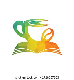 Coffee cup with book concept. Coffee cup logo design combined with book.