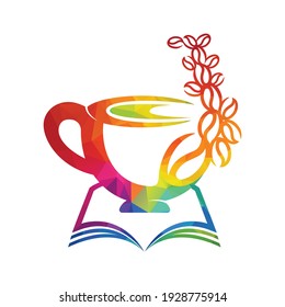 Coffee cup with book concept. Coffee cup logo design combined with book.