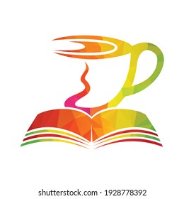 Coffee cup with book concept. Coffee cup logo design combined with book.