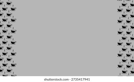 Coffee Cup Border Frame Design. Seamless Beverage Pattern Edge. Minimal Cafe Vector Background