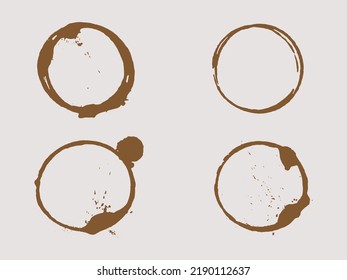 Coffee cup bottom, grunge circle print. Splash ring stain mark 