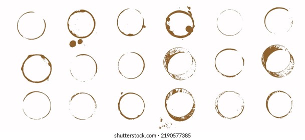 Coffee cup bottom, grunge circle print. Splash ring stain mark 