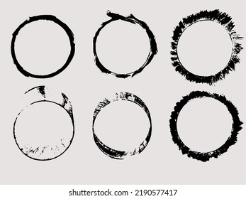 Coffee cup bottom, grunge circle print. Splash ring stain mark 