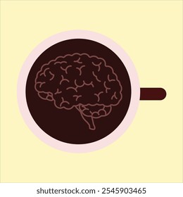 coffee cup with brain image. vector illustration design. Eps 10. 