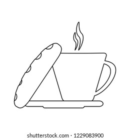 Coffee cup and bread black and white