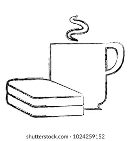 coffee cup with bread sliced