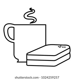 coffee cup with bread sliced
