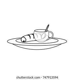 coffee cup and bread  vector illustration