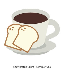 Coffee cup and breads cartoon