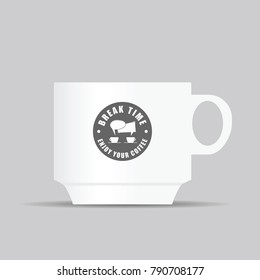 coffee cup with break time on it art illustration
