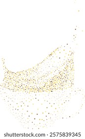 Coffee cup breaking into gold particles, created from circular dots. Perfect for abstract designs, adds creativity and innovation to visual projects, symbolizing transformation and uniqueness. 