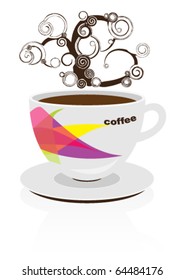 coffee cup with bright ornament