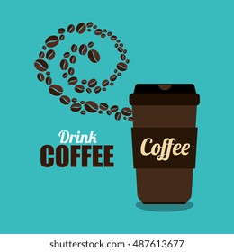 coffee cup brown and beans graphic