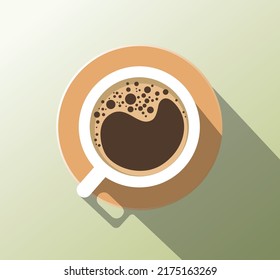 Kaffeecup braune Blasen Minimale Illustration Morgenfrühstück Heiße Getränke Realistischer Schatten