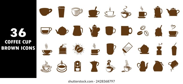 Coffee cup brown icons. vector illustration. flat sign logo.