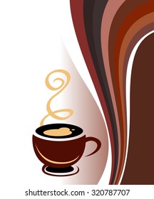 Coffee cup brown on background, illustration