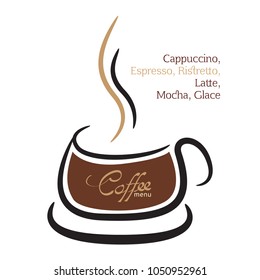 Coffee cup brown on white background, illustration