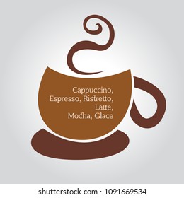 Coffee cup brown on white background, illustration