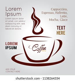 Coffee cup brown on white background, illustration