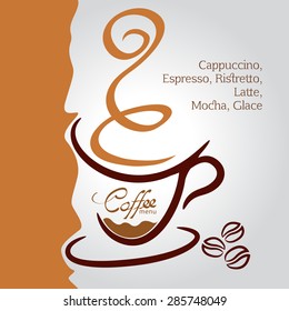 Coffee cup brown on white background, illustration