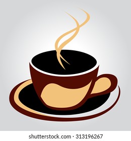 Coffee cup brown on white background, illustration