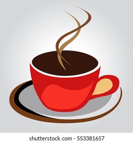 Coffee cup brown on white background, illustration