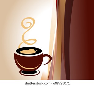 Coffee cup brown on white background, illustration