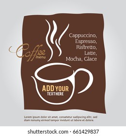 Coffee cup brown on white background, illustration