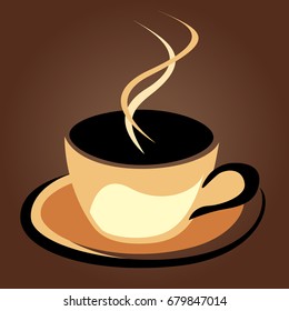 Coffee cup brown on white background, illustration