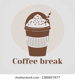 coffee cup. brown and white colors. Hand Drawn coffee cup isolated background. cartoon vector illustration. Brown silhouette cup of coffee. Tea cup.