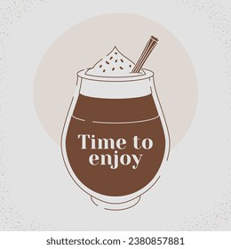 coffee cup. brown and white colors. Hand Drawn coffee cup isolated background. cartoon vector illustration. Brown silhouette cup of coffee. Tea cup.