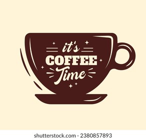 coffee cup. brown and white colors. Hand Drawn coffee cup isolated background. cartoon vector illustration. Brown silhouette cup of coffee. Tea cup.