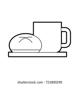 coffee cup bun bread dish breakfast food fresh hot