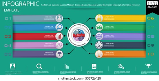 Coffee Cup  Business Success Modern design Idea and Concept Vector illustration Infographic template with icon.