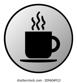 Coffee cup button on white background. Vector illustration.