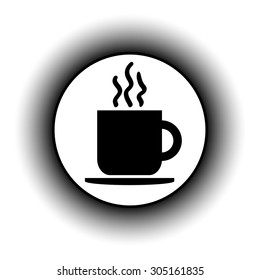 Coffee cup button on white background. Vector illustration.