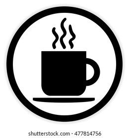 Coffee cup button on white background. Vector illustration.